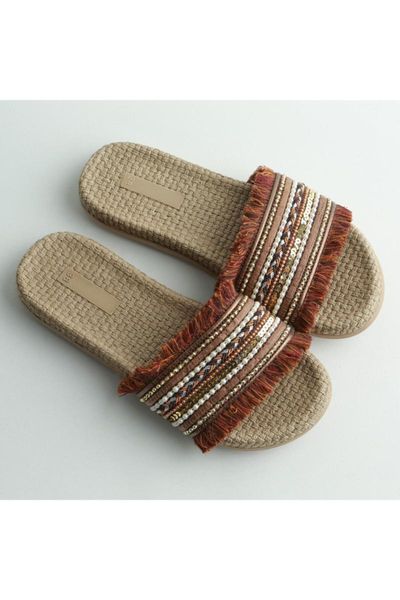 

women tan slippers, Black