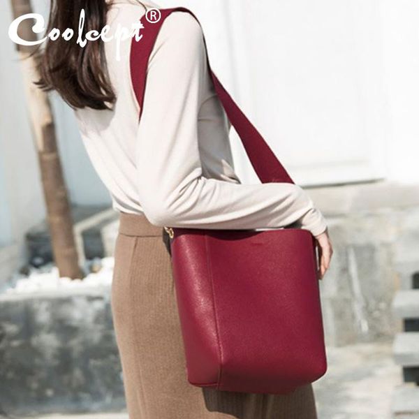 

evening bags coolcept 2021 fashion women bucket pu leather summer shoulder bag luxury metal decoration composite handba