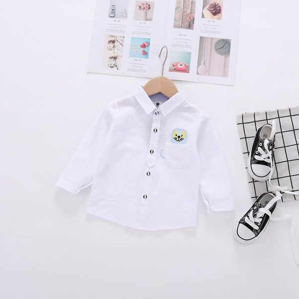 

spring children's shirt boy solid color mesh jacquard long sleeve baby kid casual clothes 0-3 year shirts, White;black