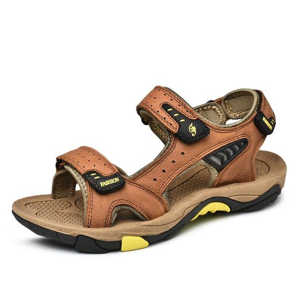 

sandals sandal rubber sandles beach genuine big slip platform men praia breathable comfort leather piel s summer walking gladiator male, Black