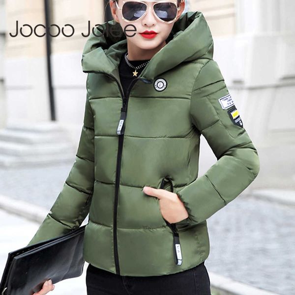 

winter parkas women winter plus size 5xl coat jacket hooded thick warm short outerwear female slim cotton padded basic 210619, Black