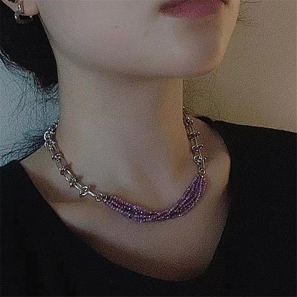 

chokers unique design purple color sparkly starburst crystal beaded necklace for women ladies huggie alloy chain accessories, Golden;silver