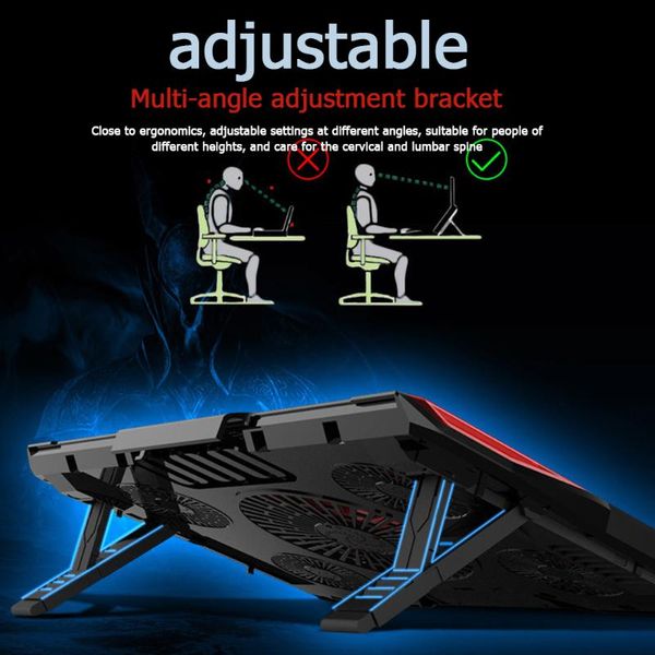 

computer water cooling system waterblock lapcooler multi angle adjustable pad stand with 5 fans for notebook & coolings