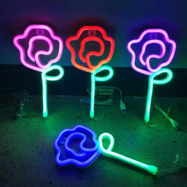 

night lights neon led sign rose cloud light lamp signs usb battery for room home decor party wedding wall art
