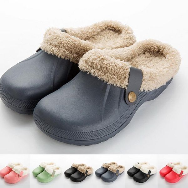 

slippers dropship 2021 waterproof winter cotton female home warm women shoes indoor out leather bread with, Black