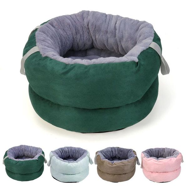 

super soft dog bed round washable long plush kennel cat house velvet mats sofa for chihuahua basket pet beds & furniture