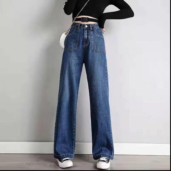 

high waist vintage loose women jeans leisure full length wide leg denim clothing blue streetwear harajuku straight pants