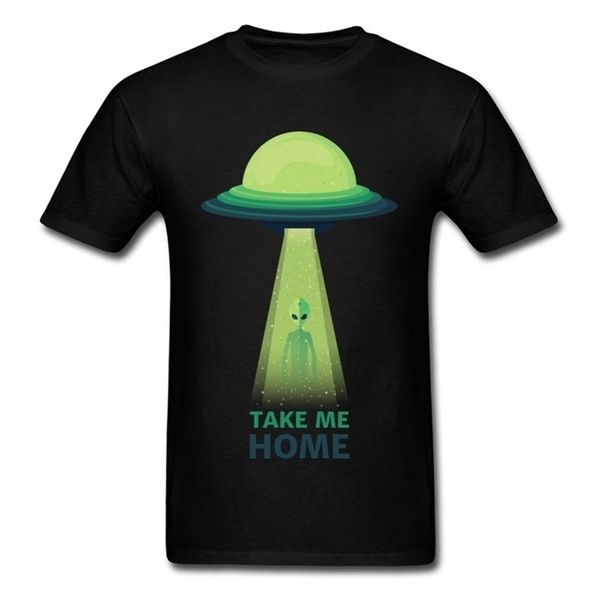 UFO Alien Tee Shirts Uomo Take Me Home Hipster T-shirt da uomo di grandi dimensioni in cotone Interessante divertente T Camicia per abbigliamento per adulti 210716