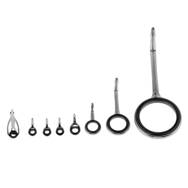 

8pcs fishing rod guides tips sic ring for building repair mixed size boat rods