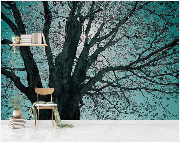 Foto personalizzata foto sfondi 3d murales carta da parati moderna mano dipinta a mano pittura a olio grande albero soggiorno sfondo sfondo carta da parati decorazione
