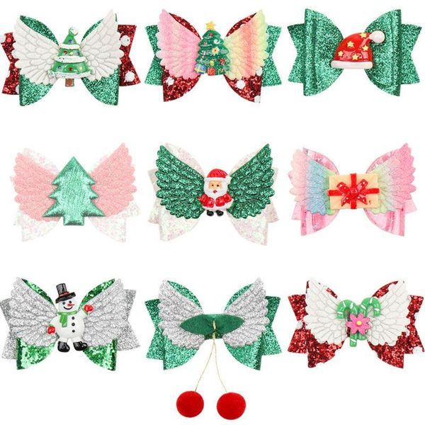 

hair clips & barrettes 13mc christmas accessories santa claus wall decoration flower diy accessory bows hairclip for band, Golden;silver