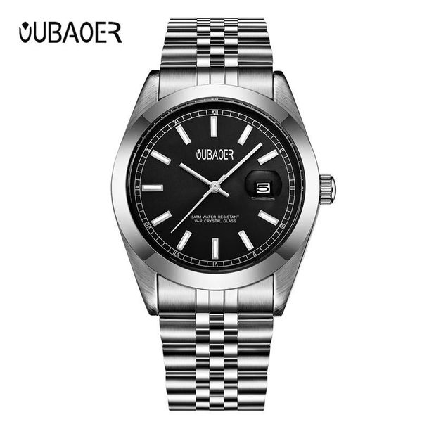 

wristwatches quartz wristwatch oubaoer fashion watch men business watches clock male, Slivery;brown