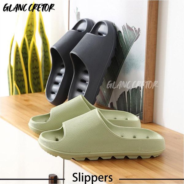 

slippers slipper rubber sole men shower women indoor beach shoes bone slides 2021 cool soft bottom slide light, Black
