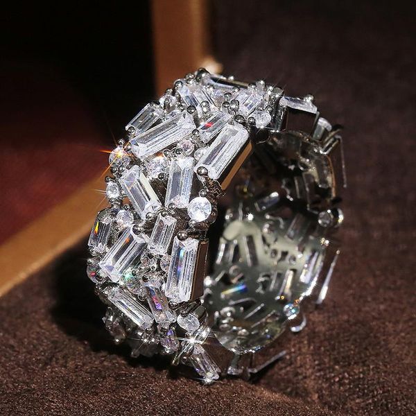 

cluster rings vagzeb luxury 925 silver geometric cubic zirconia ring for women stylish girl party accessories sterling jewelry, Golden;silver