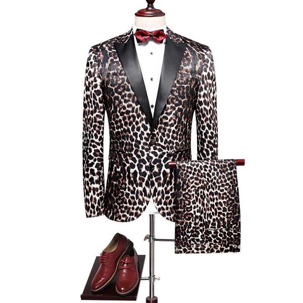 

loldeal men wedding suits 2021 slim fit men's leopard suit prom for man mens stage wear & blazers, White;black