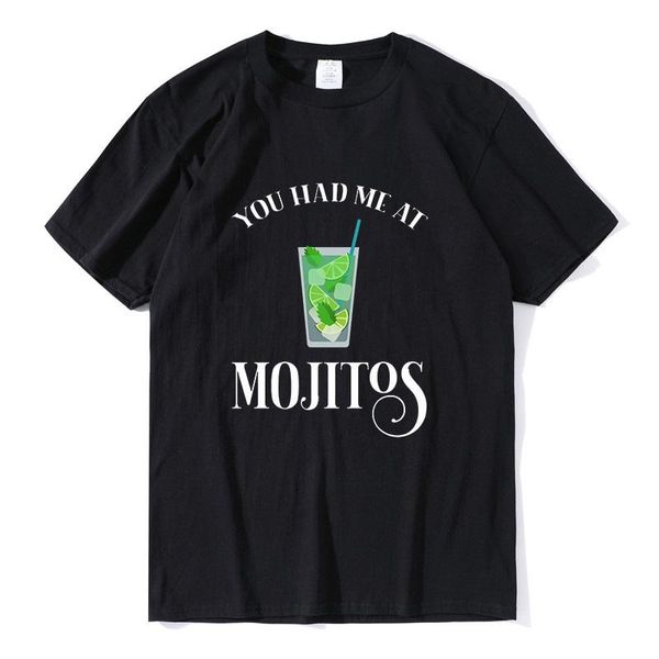 Herren-T-Shirts Übergroßes T-Shirt Sie hatten mich bei Mojitos lustiges Mojito-Liebhaber-Accessoire für Männer und Frauen Unisex-Baumwolltops