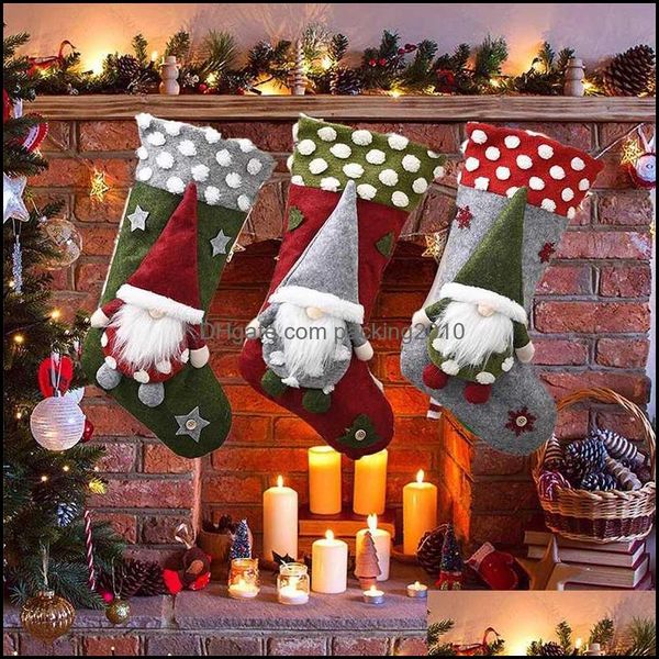 Decorações Festivo Festa Suprimentos Home Gardenchristmas Meias De Natal Meia Doceless Bonecas Doces Doces Saco De Presente Ano Ornaments Fogo Pingente