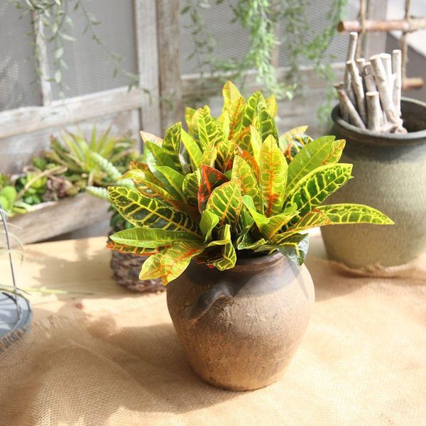 

decorative flowers & wreaths artificial colorful leaf plants fake tree leaves simulation handmade grass plastic and cloth home wedding decor
