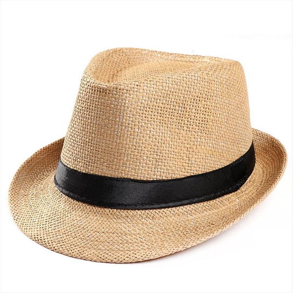 

trilby gangster cap beach sun straw hat band sunhat for women men summer, Blue;gray