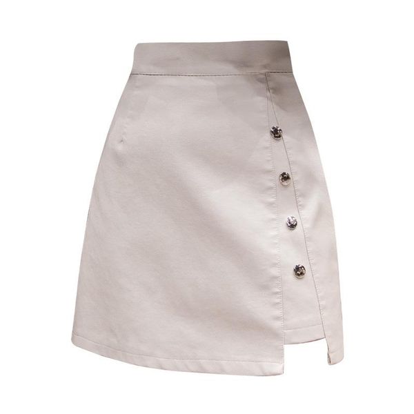 

skirts 2021 autumn/winter elegant fashion single-breasted pu a-line skirt, Black