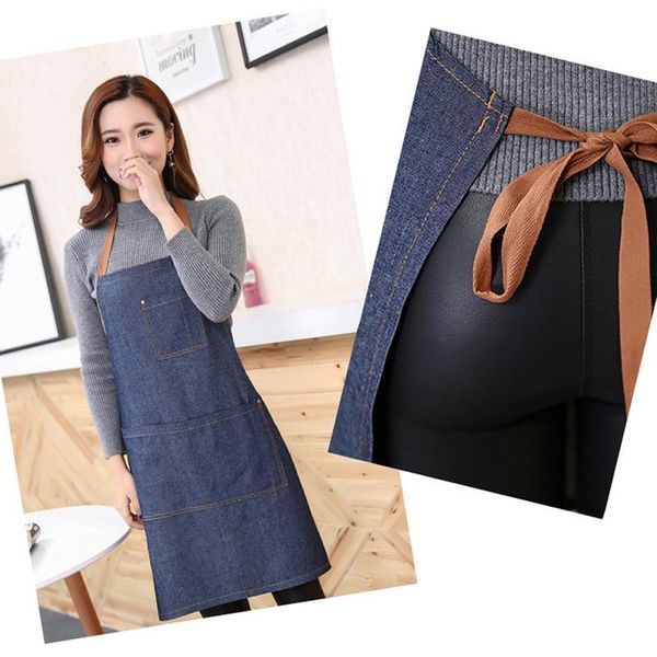 

1pc 71x65cm simple denim jeans aprons uniform for woman men's male lady's kitchen cooking gifts