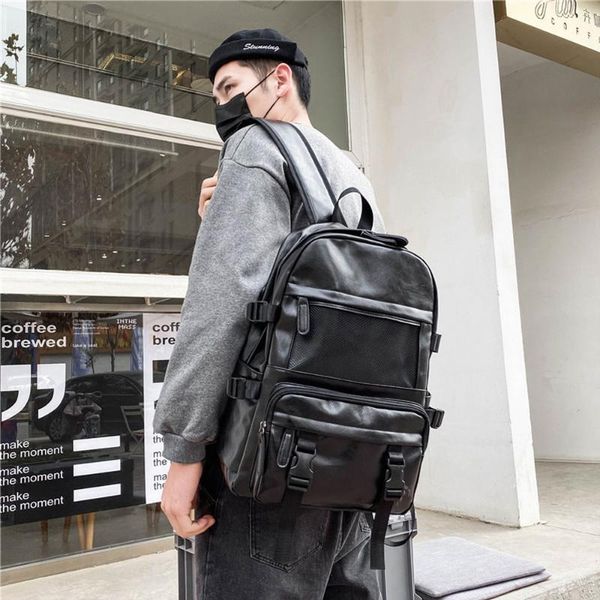 

backpack yixiao fashion leather men lapcool high capacity school bag male trend casual outdoor travel backpacks