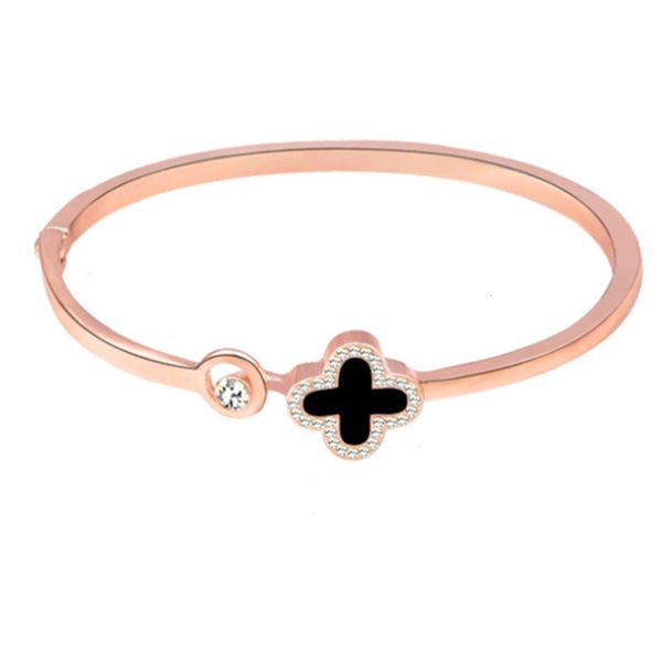 

korean clover temperament versatile watch women rose gold bracelet accessories, Black
