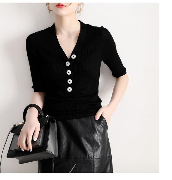 

women's sweaters xuxi autumn 2021 women thin sweater fashion long sleeve pullovers hand knitted streetwear casual v-neck femme fz3263, White;black