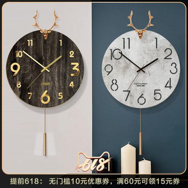 

wall clocks creative clock in living room nordic deer mute big bedroom household luxury simple modern wood grain decor