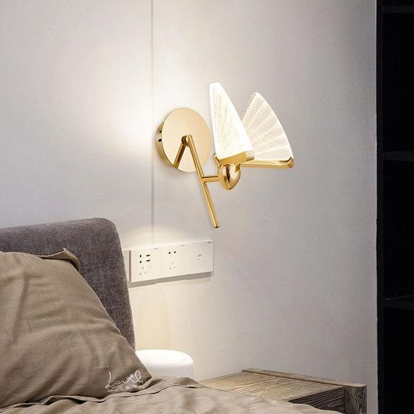 

butterfly wall lamp simple modern room creative personality tv background net red light luxury bedroom bedside la