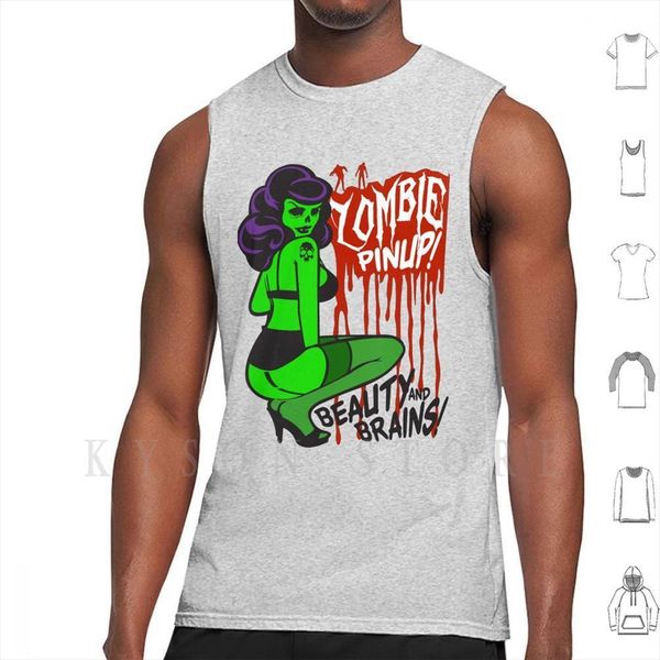 

zombie pinup 1 tank vest 100% cotton graffiti stencil graphic retro funky fashion film, White;black