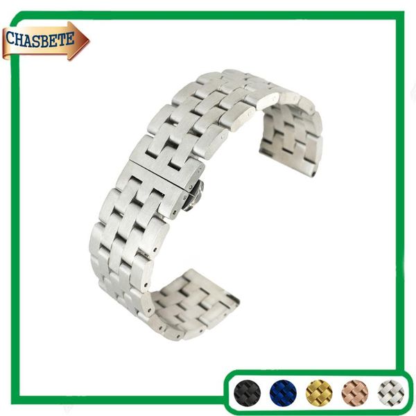

watch bands stainless steel band for 20mm 22mm metal strap quick release belt wrist loop bracelet black silver blue gold + pin, Black;brown