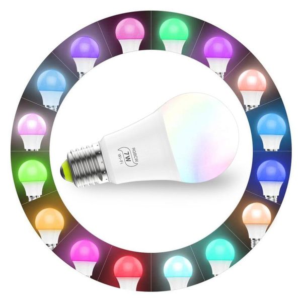 

bulbs smart light bulb 7w color changing wifi e27 rgb led dimmable alexa compatible life app google night