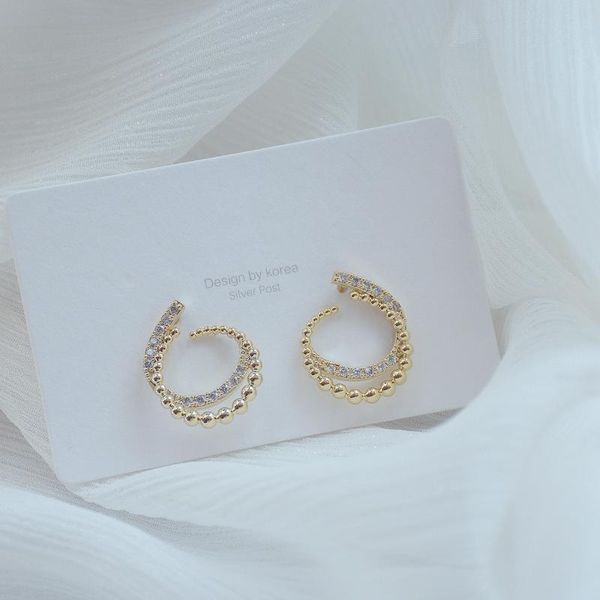 

stud 2021 arrival delicate jewelry 14k real gold plated simple style earrings cubic zircon, Golden;silver