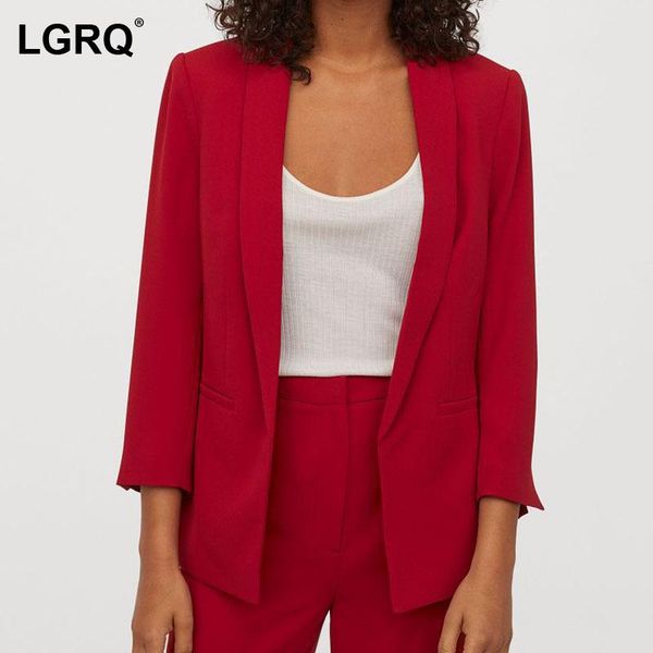 

women's suits & blazers [lgrq] women solid gray casual blazer shawl collar long sleeve loose fit jacket fashion tide spring autumn 2021, White;black