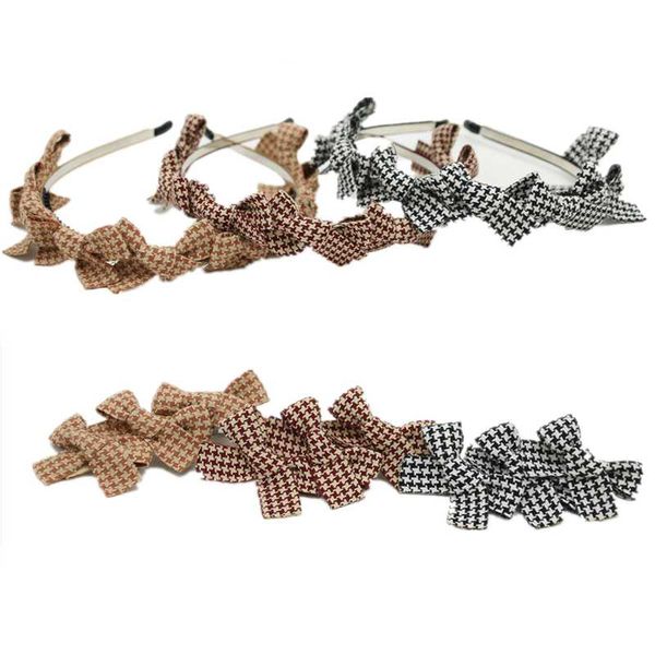

hair accessories winter houndstooth little bows hairband plaid girls, Slivery;white