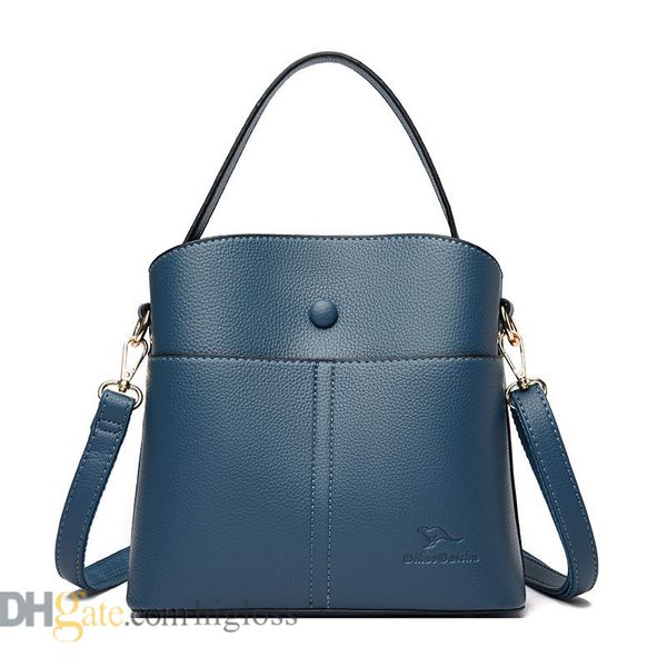 

genuine cowhide bucket bag evening handbag 6 colors fashion leather tote large capacity designer handbags single shoulder bags for ladies wo