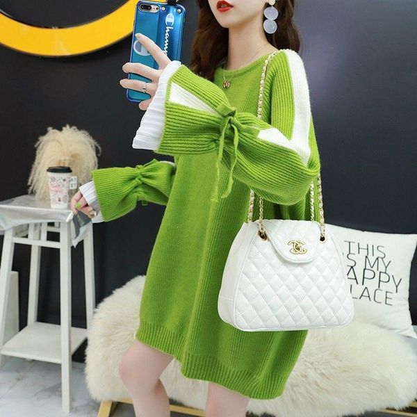 

spring/autumn women sweaters knitted loose casual autumn clothing pullovers ins students coats women's, White;black