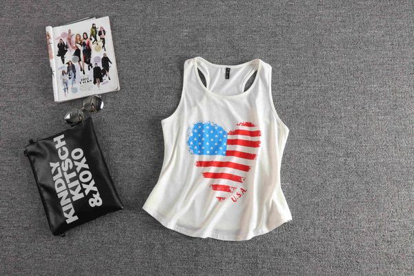 

camisoles fashion vest summer clothes large women's fat mm loose love pattern printed t-shirt, Black;white