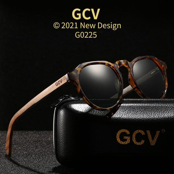 

sunglasses gcv brand men's wooden frame vintage classic fashion sun protection decorative mirror uv400, White;black