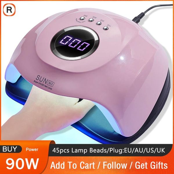 

nail dryers 90w led uv lamp for drying nails gel polish varnish ice manicure semi-permanent fingernail and toenail