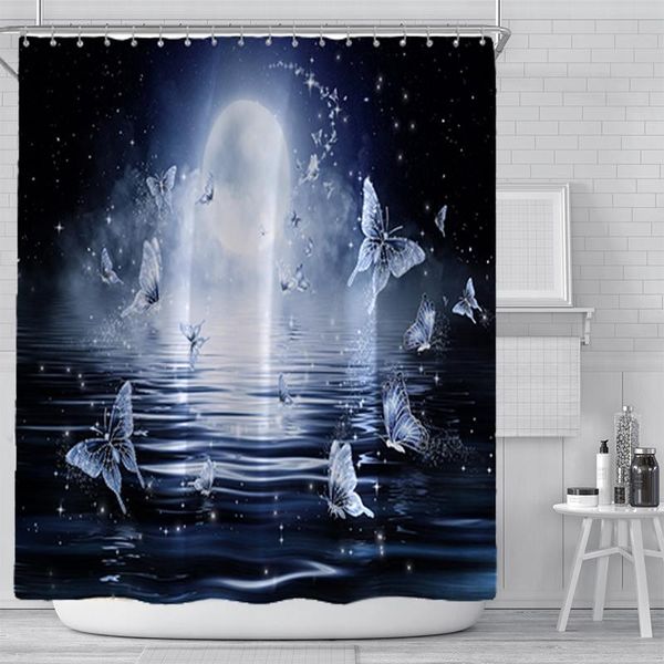 

shower curtains butterfly pattern waterproof curtain bathroom toilet seat cover mat home room carpets rugs bath 1/3pcs set