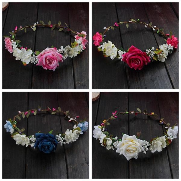 

hair clips & barrettes women wedding flower garland crown headband floral rose handmade vacation, Golden;silver