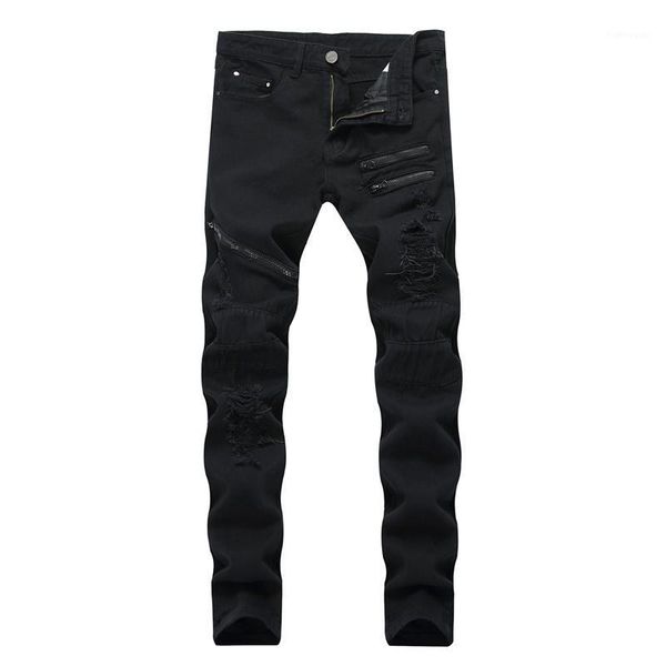 

skinny jeans men's spring brand ankle-length slim zipper black pants tight casual all-match fashion, Blue