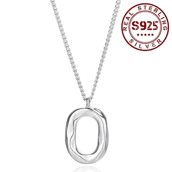 

chains women necklace real 925 sterling silver irregular ellipse pendants for bride wedding jewelry accessories