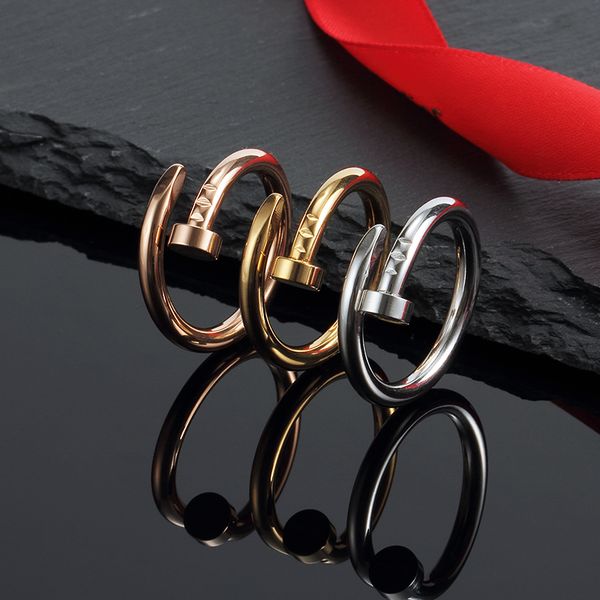 

titanium steel gold silver nail band ring men and women classic luxury exquisite couple lover gift jewelry