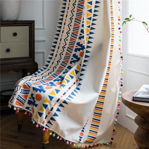 

curtain & drapes bohemian orange geometric curtains for living room simple modern cotton linen romantic home decoration tende