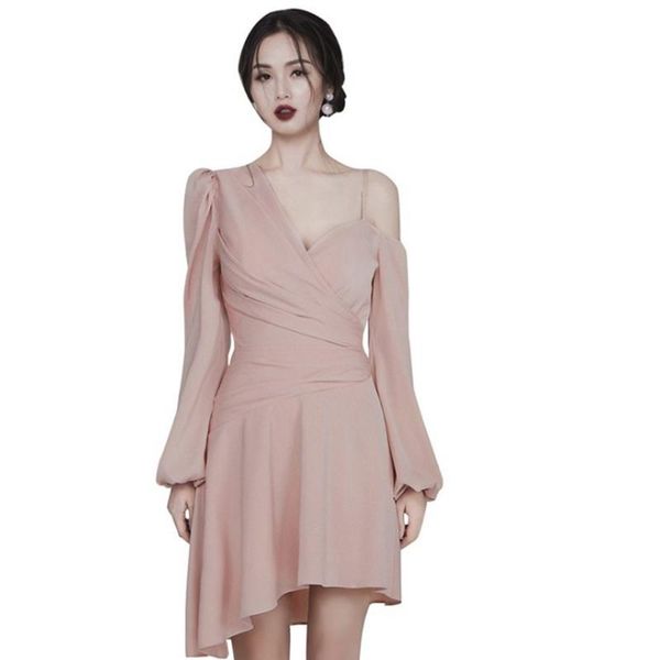 

casual dresses temperament strapless irregular slim dress, Black;gray