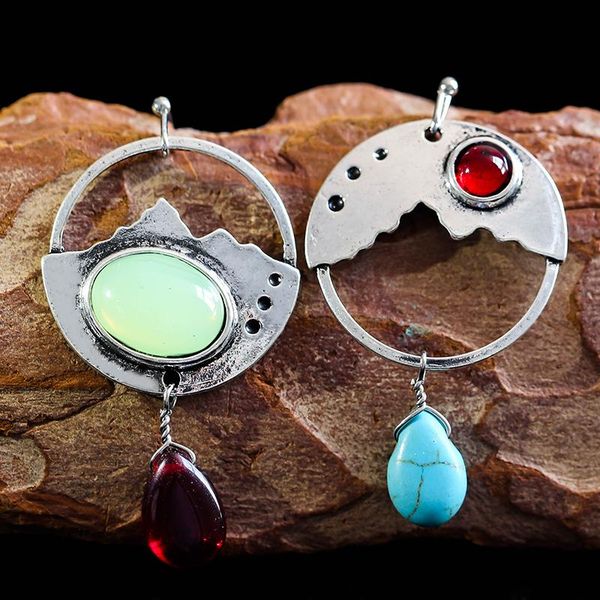 

dangle & chandelier vintage resin stone crochet earrings for women fashion jewelry ethnic couple wedding party hanging boho d448, Silver