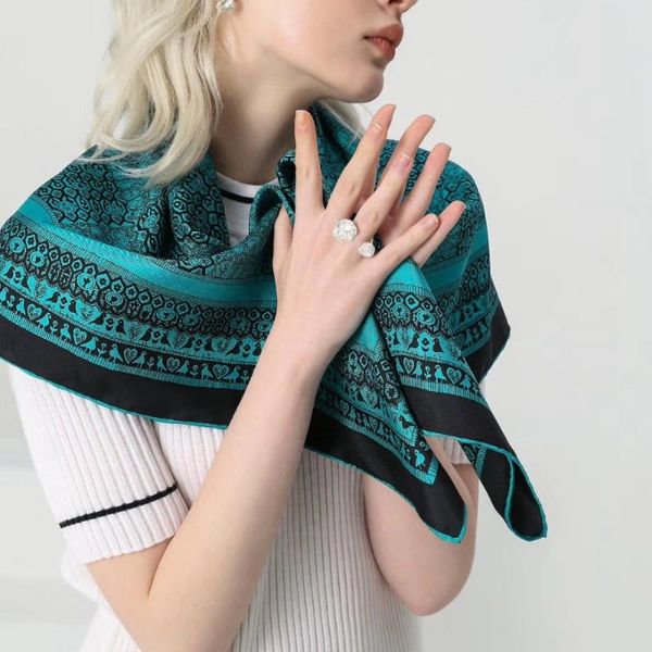 

scarves may 100% silk scarf hijab head for women fashion shawl foulard 35", Blue;gray